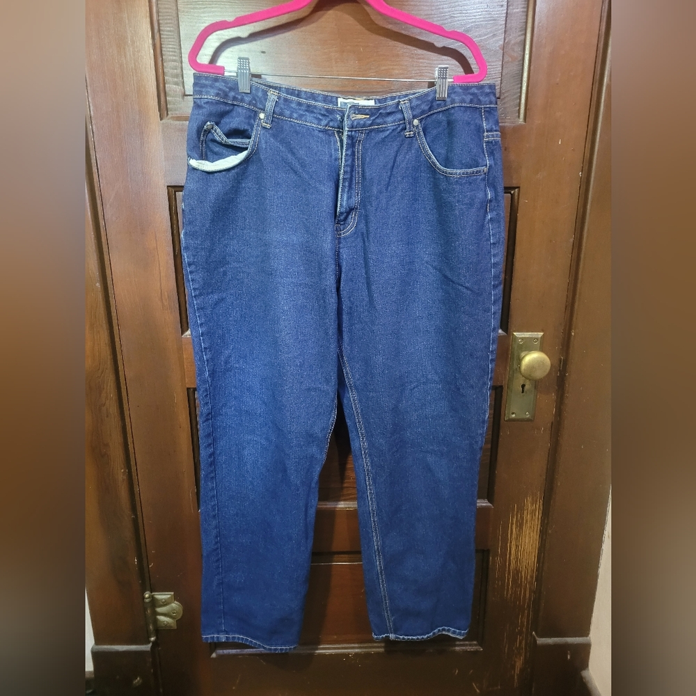 HB Company blue jeans, Size 18  missing button